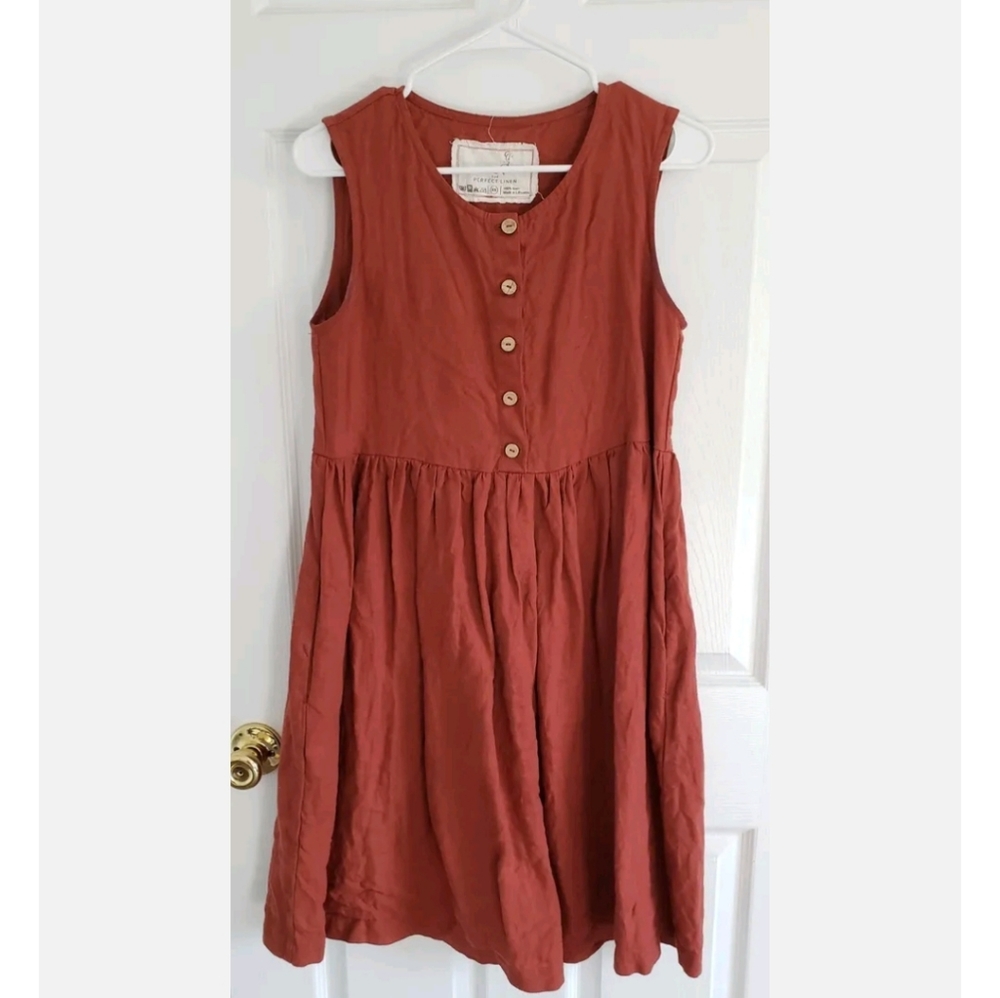 Not Perfect Linen Mama Midi Dress XS Redwood